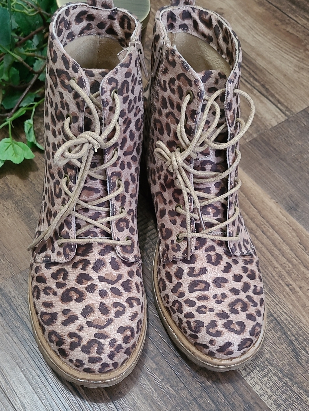 Faux Suede Leopard Ankle Booties - Picture 2 of 5